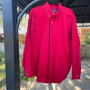Chaps Bright Red Casual Button-Down Shirt XL